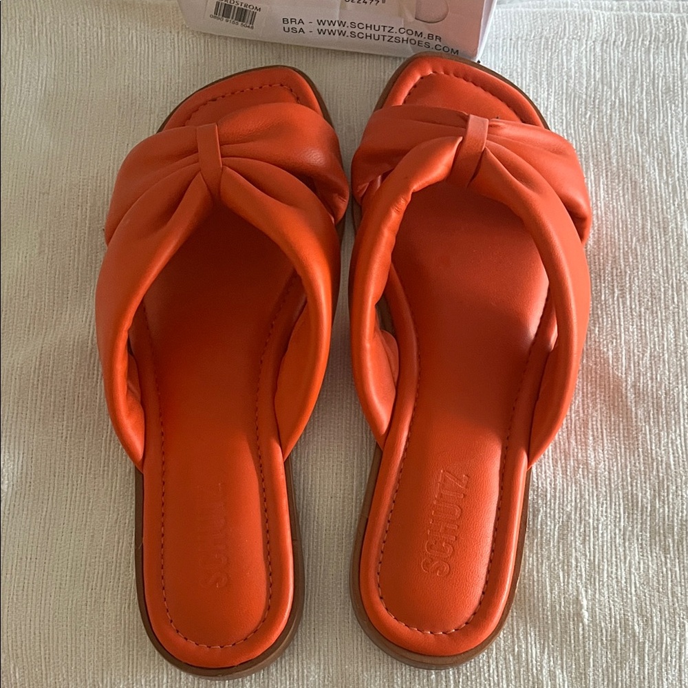 SCHUTZ Deluxe Nappa Flame Orange Sandals